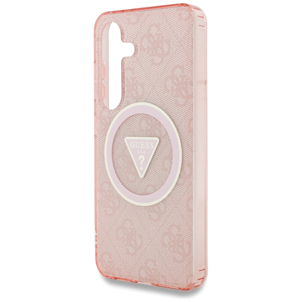 Hurtownia GSM - Etui Guess 4G Glitter Triangle Buttons MagSafe do Samsung Galaxy S25 różowy - GUE4243 - {ean13} - Hurt