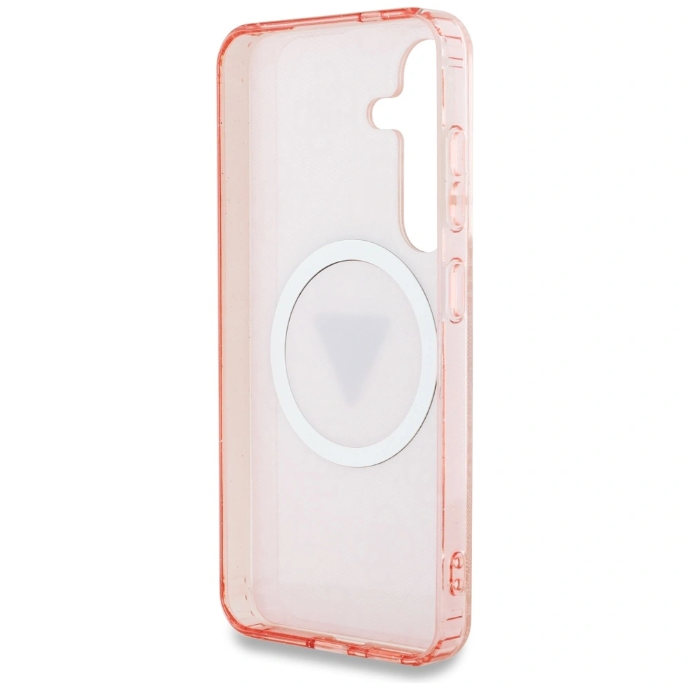 Hurtownia GSM - Etui Guess 4G Glitter Triangle Buttons MagSafe do Samsung Galaxy S25 różowy - GUE4243 - {ean13} - Hurt