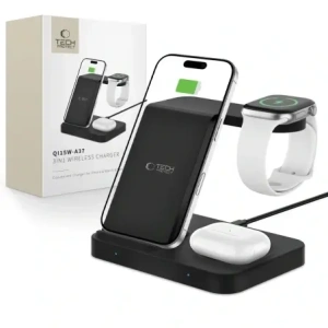 Hurtownia GSM - Tech-Protect QI15W-A37 3in1 Vezeték nélküli Töltő Android & Apple Fekete - THP3838 - {ean13} - Hurt