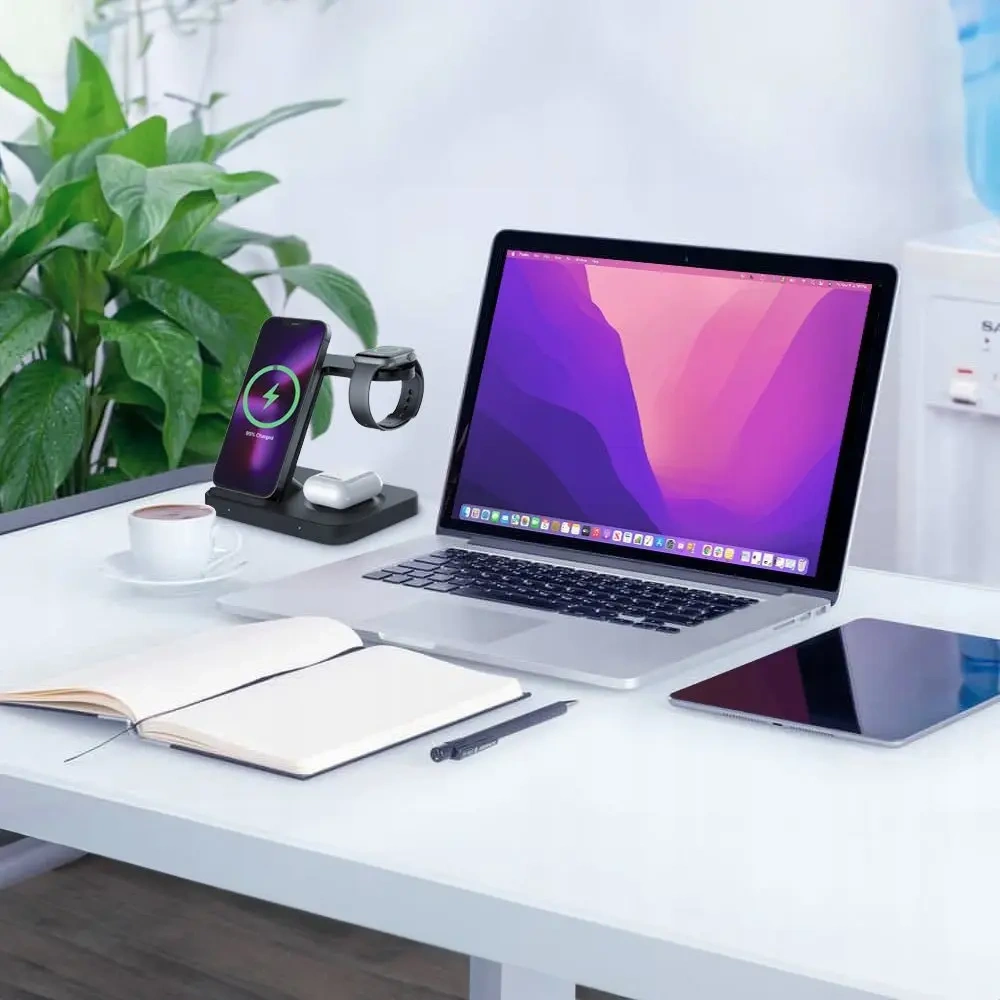Hurtownia GSM - Bezdrátová nabíječka Tech-Protect QI15W-A37 3in1 bezdrátová nabíječka pro Android a Apple černá - THP3838 - {ean13} - Hurt
