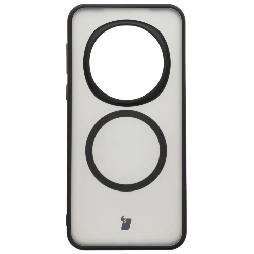Etui z pierścieniem magnetycznym Bizon Case MatteO do Honor Magic7 Pro półprzezroczyste z czarną ramką