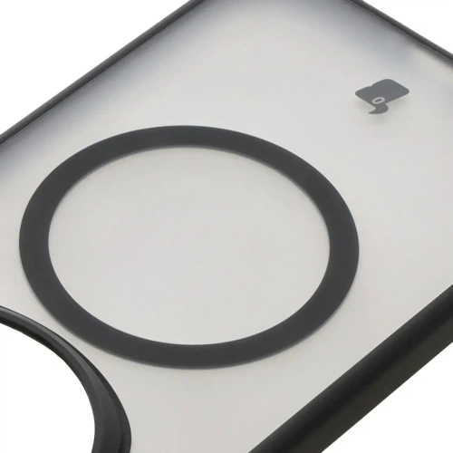 Etui z pierścieniem magnetycznym Bizon Case MatteO do Honor Magic7 Pro półprzezroczyste z czarną ramką