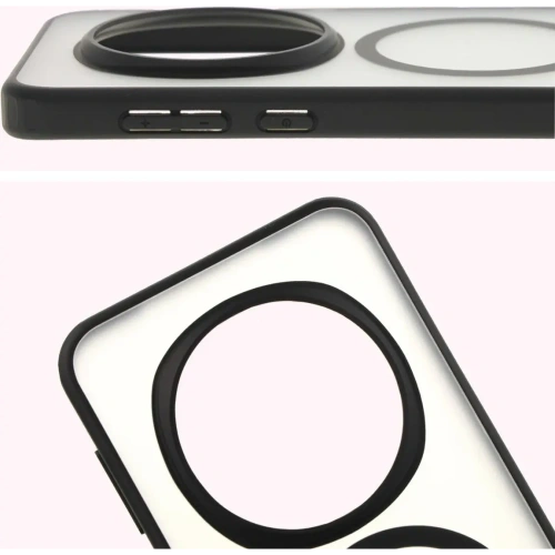 Etui z pierścieniem magnetycznym Bizon Case MatteO do Honor Magic7 Pro półprzezroczyste z czarną ramką