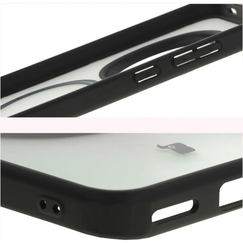 Etui z pierścieniem magnetycznym Bizon Case MatteO do Honor Magic7 Pro półprzezroczyste z czarną ramką