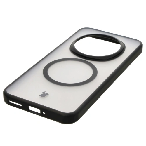 Etui z pierścieniem magnetycznym Bizon Case MatteO do Honor Magic7 Pro półprzezroczyste z czarną ramką