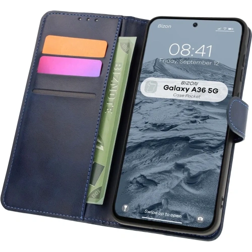 Etui z klapką Bizon Case Pocket do Samsung Galaxy A36 5G granatowe