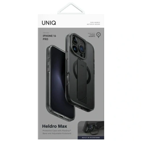 Etui UNIQ Heldro Max Apple iPhone 16 Pro MagClick Charging czarny/vapour smoke