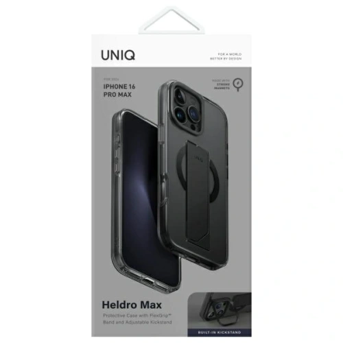 Etui UNIQ Heldro Max Apple iPhone 16 Pro Max MagClick Charging czarny/vapour smoke