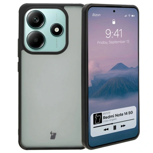 Etui Bizon Case Angelo do Xiaomi Redmi Note 14 5G przydymione z czarną ramką