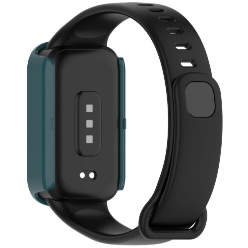 Etui ze szkłem do zegarka Bizon Case+Glass Watch do Xiaomi Mi Smart Band 9 Active / Redmi Band 3 zielone