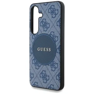 Etui Guess 4G Round Patch Classic Logo MagSafe do Samsung Galaxy S25+ Plus niebieski