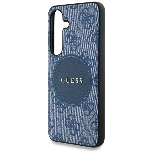 Etui Guess 4G Round Patch Classic Logo MagSafe do Samsung Galaxy S25+ Plus niebieski