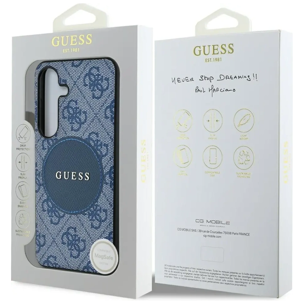 Hurtownia GSM - Guess 4G Kerek Patches Klasszikus Logó MagSafe Samsung Galaxy S25+ Plus kék - GUE4248 - {ean13} - Hurt