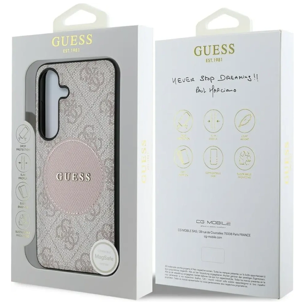 Hurtownia GSM - Etui Guess 4G Round Patch Classic Logo MagSafe do Samsung Galaxy S25+ Plus różowy - GUE4249 - {ean13} - Hurt