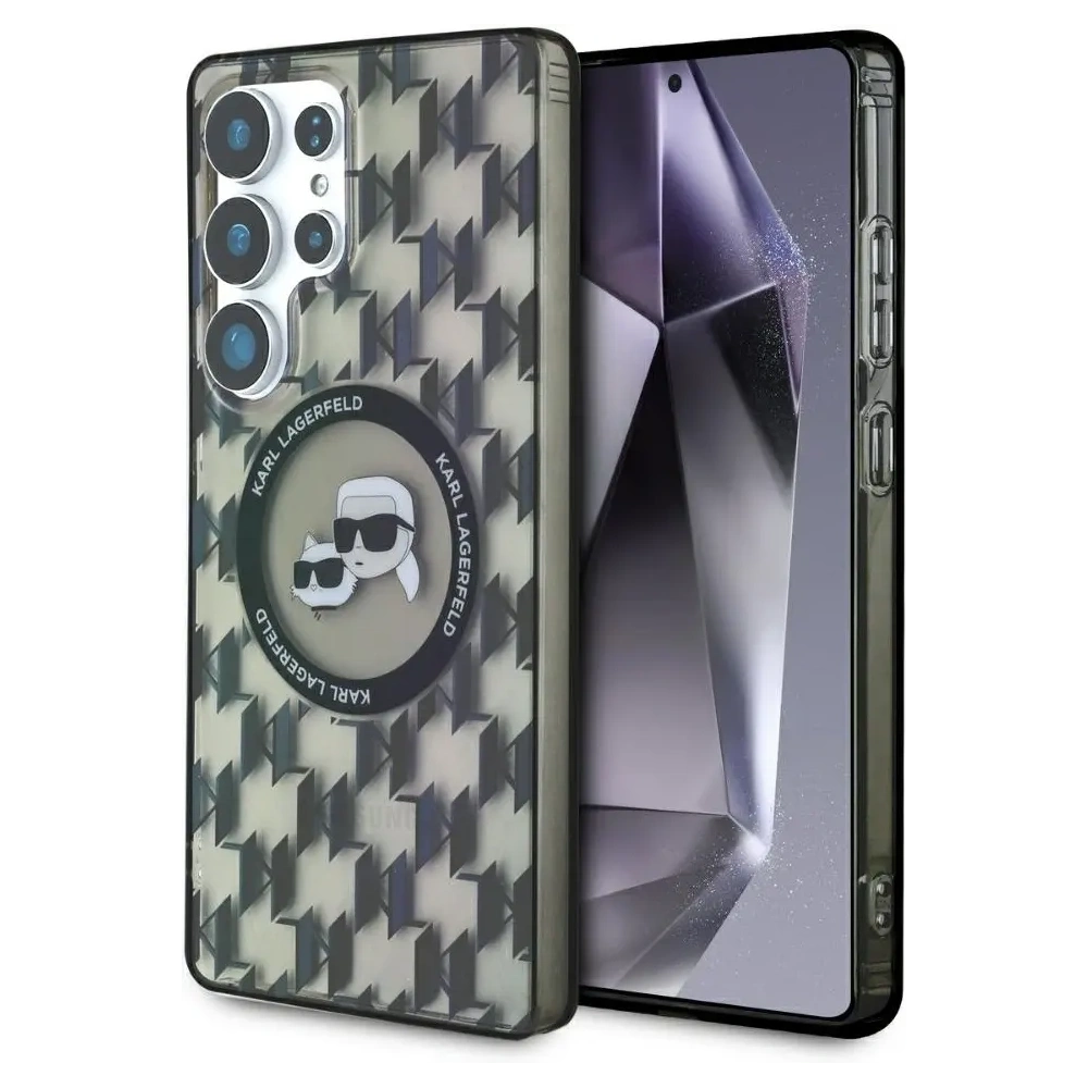 Hurtownia GSM - Karl Lagerfeld Buton Karl & Choupette Heads On KL Pattern MagSafe Samsung Galaxy S25 Ultra negru - KLD21867 - {ean13} - Hurt