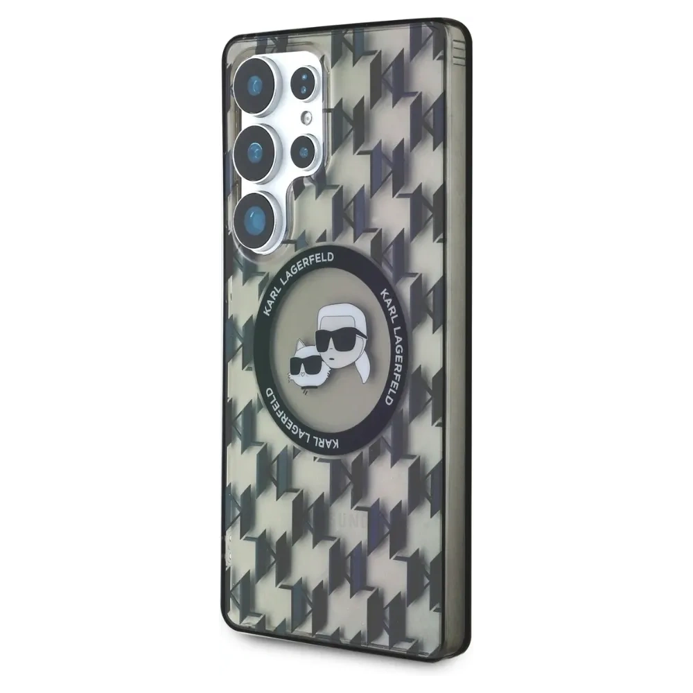 Hurtownia GSM - Karl Lagerfeld Buton Karl & Choupette Heads On KL Pattern MagSafe Samsung Galaxy S25 Ultra negru - KLD21867 - {ean13} - Hurt