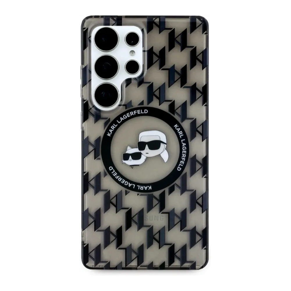 Hurtownia GSM - Karl Lagerfeld Buton Karl & Choupette Heads On KL Pattern MagSafe Samsung Galaxy S25 Ultra negru - KLD21867 - {ean13} - Hurt