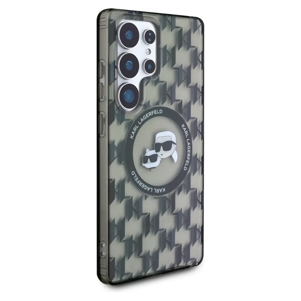 Hurtownia GSM - Karl Lagerfeld Buton Karl & Choupette Heads On KL Pattern MagSafe Samsung Galaxy S25 Ultra negru - KLD21867 - {ean13} - Hurt