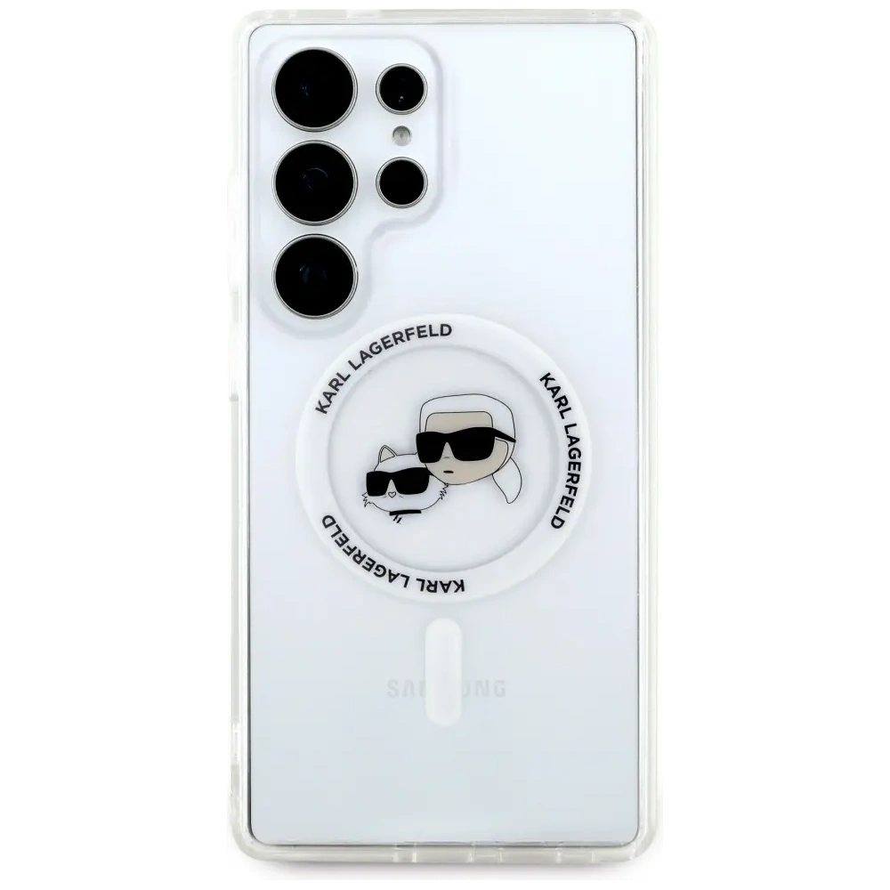 Hurtownia GSM - Karl Lagerfeld Buton Karl & Choupette Capete Imprimate Logo MagSafe Samsung Galaxy S25 Ultra alb - KLD21868 - {ean13} - Hurt