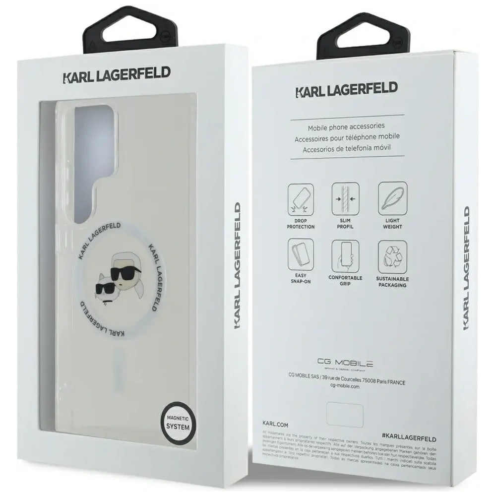 Hurtownia GSM - Karl Lagerfeld Buton Karl & Choupette Capete Imprimate Logo MagSafe Samsung Galaxy S25 Ultra alb - KLD21868 - {ean13} - Hurt