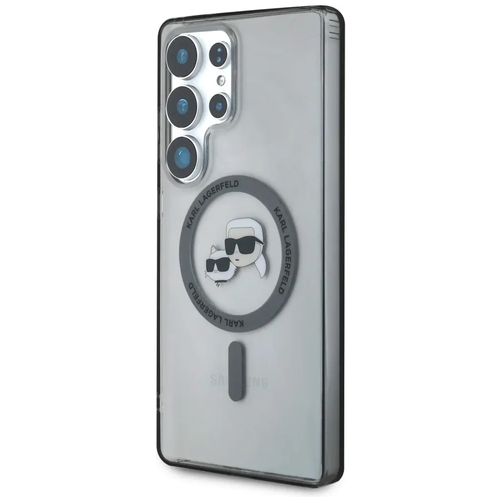 Hurtownia GSM - Karl Lagerfeld Buton Karl & Choupette Capete Tipărit Logo MagSafe Samsung Galaxy S25 Ultra negru - KLD21869 - {ean13} - Hurt