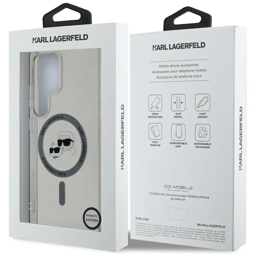 Hurtownia GSM - Karl Lagerfeld Buton Karl & Choupette Capete Tipărit Logo MagSafe Samsung Galaxy S25 Ultra negru - KLD21869 - {ean13} - Hurt