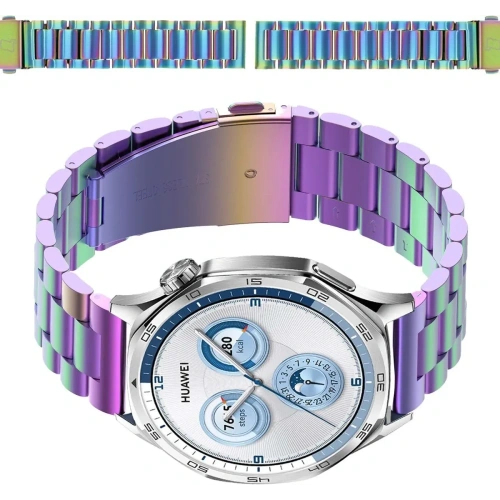 Pasek ze stali nierdzewnej Bizon Strap Watch Aura do Smartwatcha 22 mm tęczowy