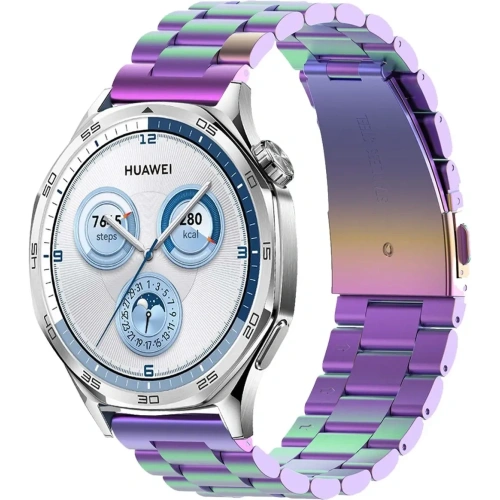 Pasek ze stali nierdzewnej Bizon Strap Watch Aura do Smartwatcha 22 mm tęczowy