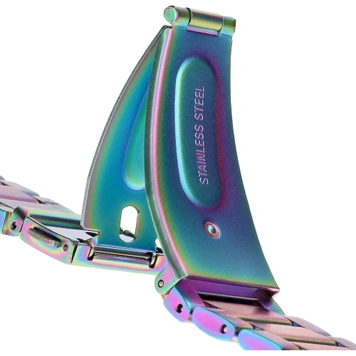 Pasek ze stali nierdzewnej Bizon Strap Watch Aura do Smartwatcha 22 mm tęczowy