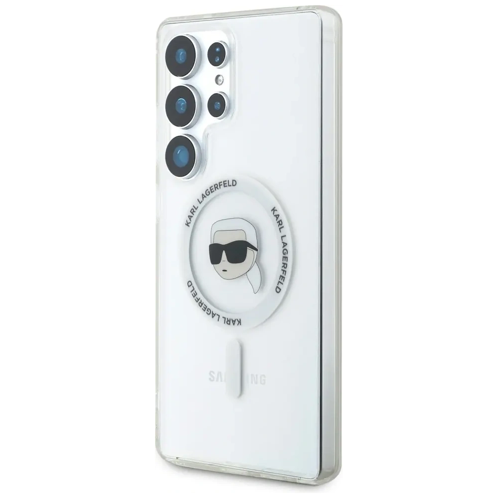 Wholesale Karl Lagerfeld Button Karl Head Printed Logo MagSafe Samsung Galaxy S25 Ultra white - KLD21870 - {ean13} - Hurt