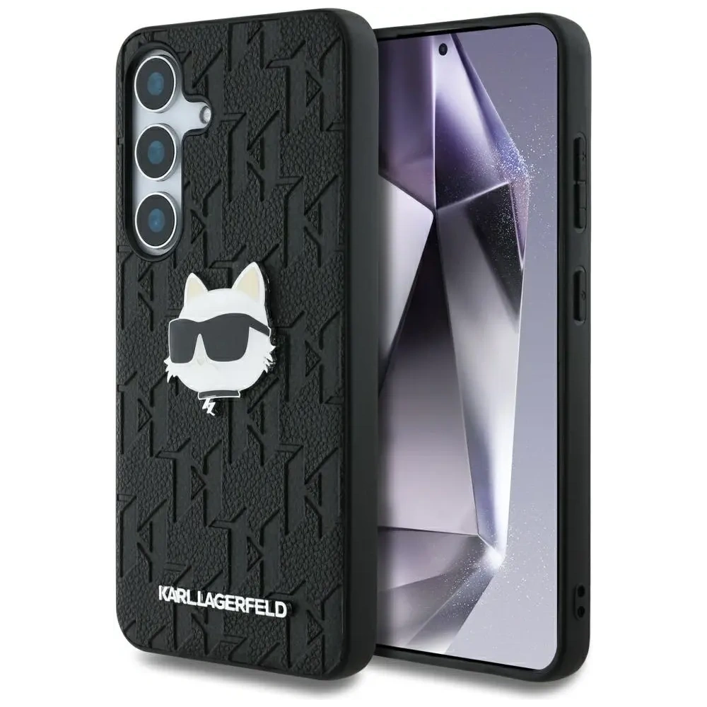 Wholesale Karl Lagerfeld Leather Monogram Pin Logo Choupette Head Samsung Galaxy S25 black - KLD21872 - {ean13} - Hurt