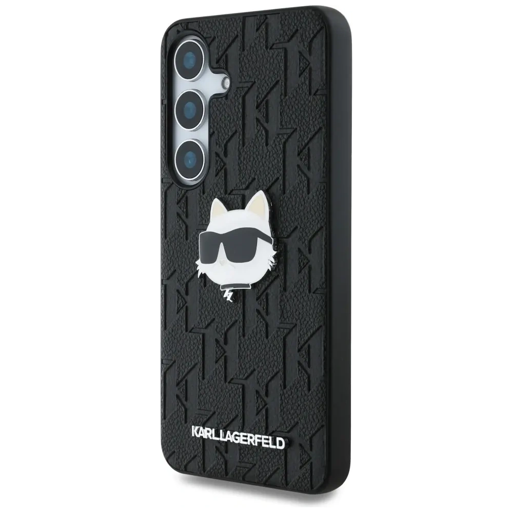 Wholesale Karl Lagerfeld Leather Monogram Pin Logo Choupette Head Samsung Galaxy S25 black - KLD21872 - {ean13} - Hurt