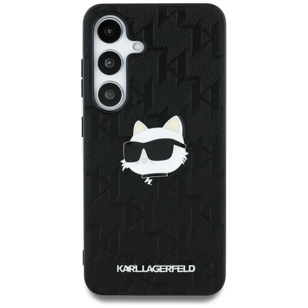 Wholesale Karl Lagerfeld Leather Monogram Pin Logo Choupette Head Samsung Galaxy S25 black - KLD21872 - {ean13} - Hurt
