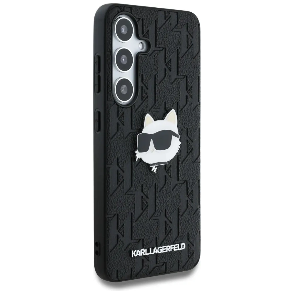 Wholesale Karl Lagerfeld Leather Monogram Pin Logo Choupette Head Samsung Galaxy S25 black - KLD21872 - {ean13} - Hurt