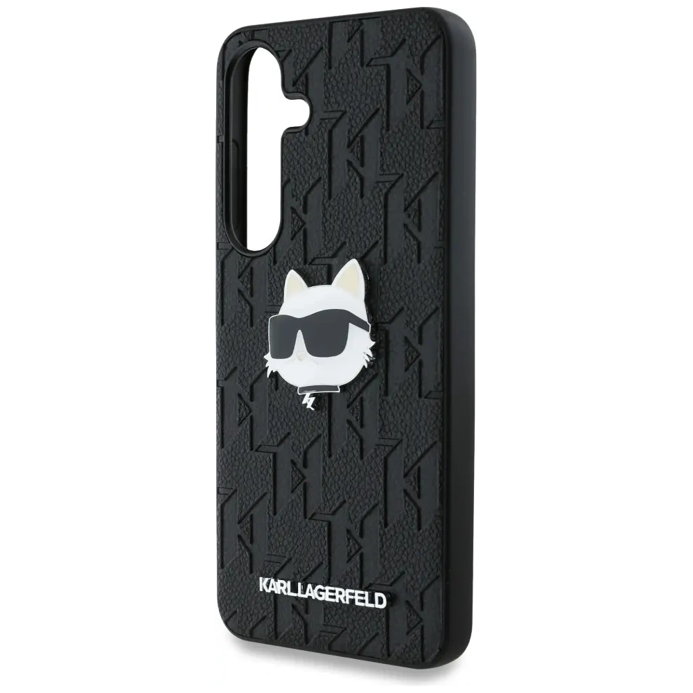 Wholesale Karl Lagerfeld Leather Monogram Pin Logo Choupette Head Samsung Galaxy S25 black - KLD21872 - {ean13} - Hurt