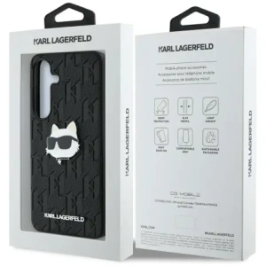 Hurtownia GSM - Karl Lagerfeld Logo cu Monogramă din Piele Pin Capul lui Choupette Samsung Galaxy S25 negru - KLD21872 - {ean13} - Hurt