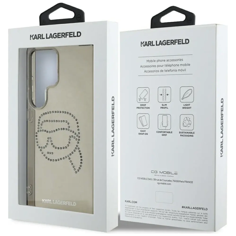 Hurtownia GSM - Karl Lagerfeld Logo-ul cu cap de Karl din cristale Swarovski Samsung Galaxy S25 Ultra negru - KLD21874 - {ean13} - Hurt