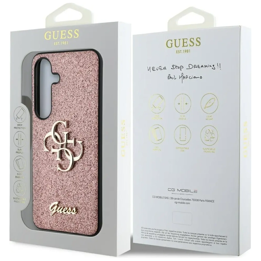 Hurtownia GSM - Guess Glitter Fixe Mare 4G Logo Metalic Samsung Galaxy S25+ Plus roz - GUE4259 - {ean13} - Hurt