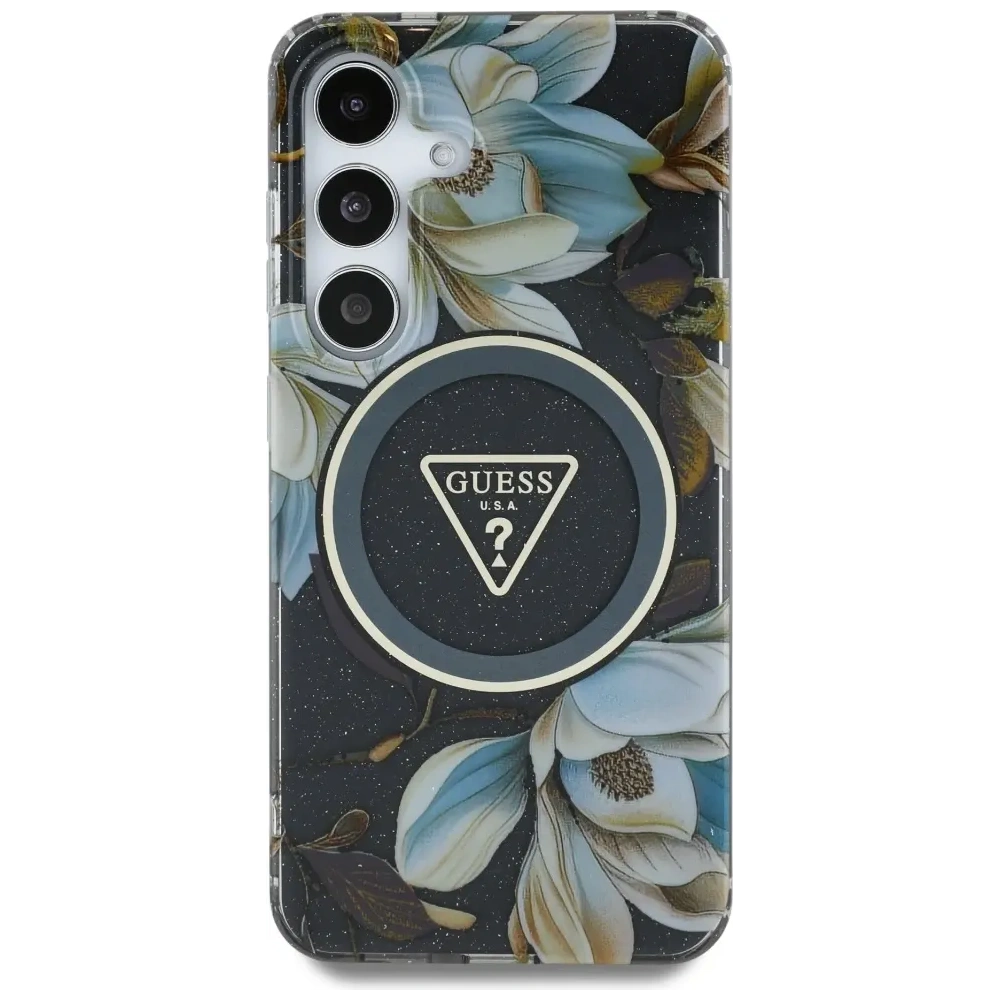 Hurtownia GSM - Guess Glitzer Blumen Dreiecks Knöpfe MagSafe Samsung Galaxy S25 schwarz - GUE4260 - {ean13} - Hurt