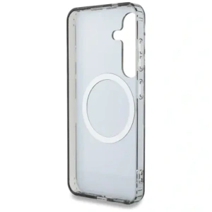 Etui Guess Glitter Flowers Triangle Buttons MagSafe do Samsung Galaxy S25 czarny