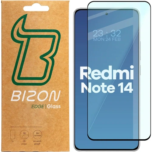 Szkło hartowane Bizon Glass Edge 2 do Xiaomi Redmi Note 14 4G / 5G czarna ramka