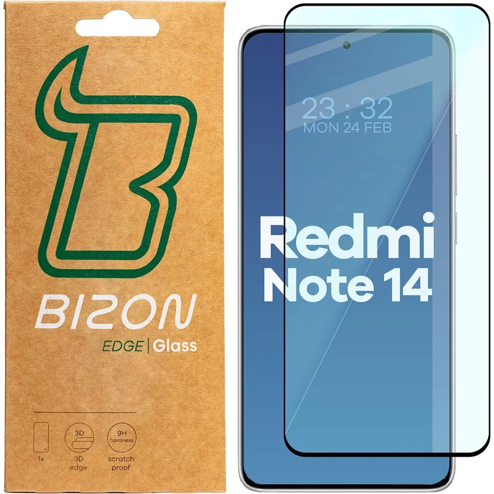 Hurtownia GSM - Bizon Glass Edge 2 Xiaomi Redmi Note 14 4G / 5G fekete keret - BIZ8186 - {ean13} - Hurt