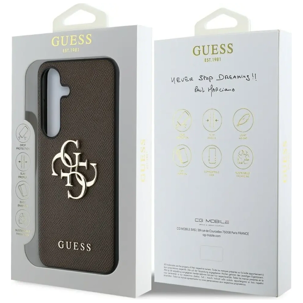 Hurtownia GSM - Etui Guess Grained Big 4G Logo Small Classic Logo do Samsung Galaxy S25+ Plus brązowy - GUE4266 - {ean13} - Hurt