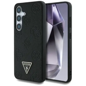 Wholesale Guess Grained Hot Stamp Peony Pattern Triangle Logo MagSafe do Samsung Galaxy S25 black - GUE4269 - {ean13} - Hurt