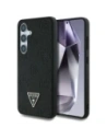 Guess Geprägtes Heißstempel-Päonienmuster Dreieckslogo MagSafe für Samsung Galaxy S25 schwarz