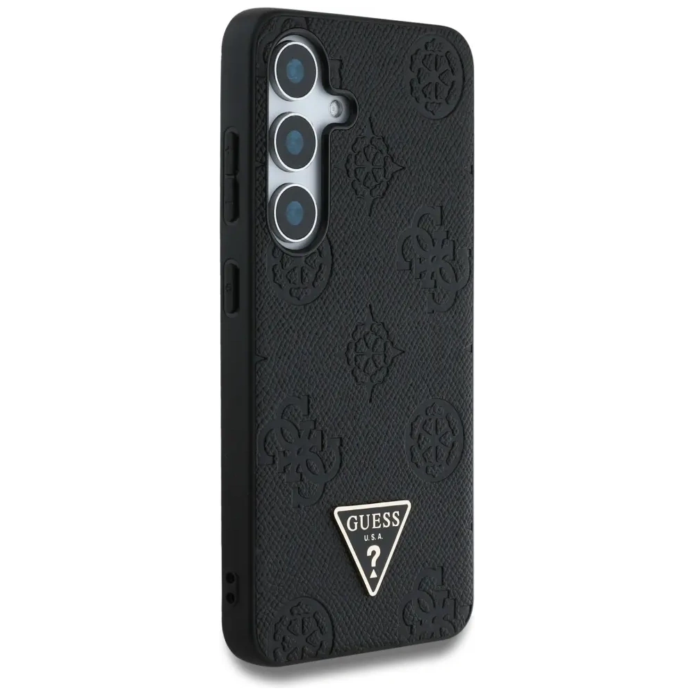 Wholesale Guess Grained Hot Stamp Peony Pattern Triangle Logo MagSafe do Samsung Galaxy S25 black - GUE4269 - {ean13} - Hurt