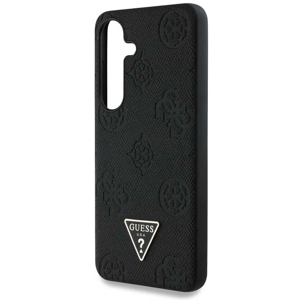 Wholesale Guess Grained Hot Stamp Peony Pattern Triangle Logo MagSafe do Samsung Galaxy S25 black - GUE4269 - {ean13} - Hurt