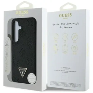 Wholesale Guess Grained Hot Stamp Peony Pattern Triangle Logo MagSafe do Samsung Galaxy S25 black - GUE4269 - {ean13} - Hurt