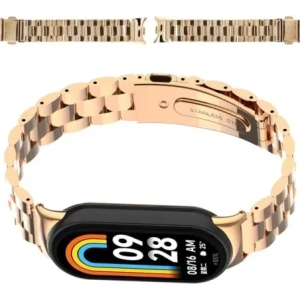 Hurtownia GSM - Pás z nerezové oceli Bizon Strap Watch Aura pro Xiaomi Smart Band 9 / 9 NFC / 8 růžovo-zlatý - BIZ8188 - {ean13} - Hurt