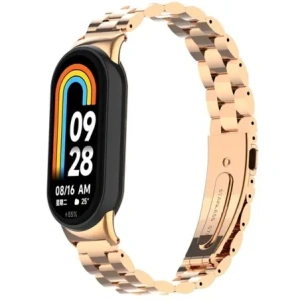 Hurtownia GSM - Pás z nerezové oceli Bizon Strap Watch Aura pro Xiaomi Smart Band 9 / 9 NFC / 8 růžovo-zlatý - BIZ8188 - {ean13} - Hurt